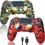 🎮 augex wireless game controller with charging cable and dual motors - green camo & red camo логотип