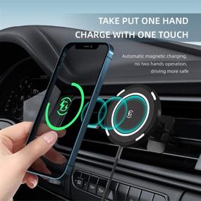 img 3 attached to 📱 JADJ 15W Car Wireless Charger Mount for iPhone 12/12 mini/12 Pro/12 Pro Max, Dashboard Air Vent Auto-Clamping Phone Holder with Mag-Safe/Magnetic Case Compatibility (Magnetic Attachment & Alignment)