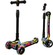 🛴 lmzy kids folding scooter - extra-wide decked, height adjustable, foldable design, led light-up wheels - suitable for boys and girls aged 3-10 as walkers logo