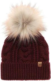 img 4 attached to 🧒 MIRMARU Kids Youth Boys & Girls Winter Cable Knit Pom Pom Beanie Hat, Ages 7-12, Thick & Stretchy