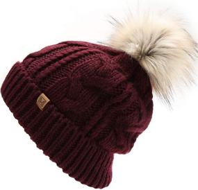 img 3 attached to 🧒 MIRMARU Kids Youth Boys & Girls Winter Cable Knit Pom Pom Beanie Hat, Ages 7-12, Thick & Stretchy