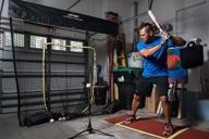 hitzem garage door baseball & softball practice net: attaches and hangs for hitting/pitching sessions логотип