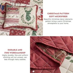 img 1 attached to 🦌 CHIXIN 4 Piece Christmas Quilt Set King: Reindeer Santa Claus Snowflake Pattern Bedding