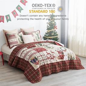 img 3 attached to 🦌 CHIXIN 4 Piece Christmas Quilt Set King: Reindeer Santa Claus Snowflake Pattern Bedding