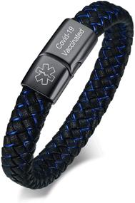 img 4 attached to ⚕️ VNOX Blue Braided Leather Medical Symbol Caduceus Bracelet - Stylish & Functional Wristband with Magnetic Clasp, Available in 3 Sizes: 6.9/7.5/8.5