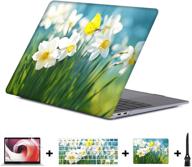 macbook air 13 inch case (2010-2017 release) a1466 a1369 - hard shell cover with keyboard cover, mouse pad, and screen protector - yellow butterfly flower logo