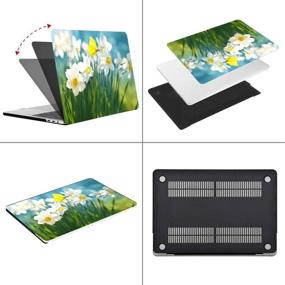 img 2 attached to MacBook Air 13 inch Case (2010-2017 Release) A1466 A1369 - Hard Shell Cover with Keyboard Cover, Mouse Pad, and Screen Protector - Yellow Butterfly Flower