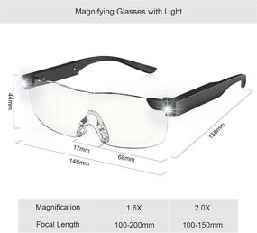 img 3 attached to 🔍 Rechargeable LED Lighted Magnifying Glasses for Close Work, 160% Magnification, Blue Light Blocking, Hands-Free, Black