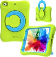 pepkoo kids case for ipad mini 5 4 – lightweight flexible shockproof, folding handle stand, full body rugged boys girls cover for apple ipad mini 5th gen 4th generation 7.9 inch, green blue logo