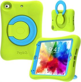 img 4 attached to PEPKOO Kids Case for iPad Mini 5 4 – Lightweight Flexible Shockproof, Folding Handle Stand, Full Body Rugged Boys Girls Cover for Apple iPad Mini 5th Gen 4th Generation 7.9 inch, Green Blue