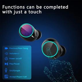 img 2 attached to Willmmax Wireless Earbuds with Charging Case - Bluetooth 5.0 Sports Headphones | TWS Stereo Sound 🎧 | Touch Control | Noise Reduction | Integrated Microphone | IPX5 Waterproof | Wireless & USB-C Charging Box