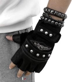 img 2 attached to Mens Biker Motorcycle Gloves Spike