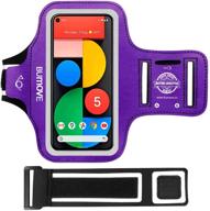 🏃 bumove pixel armband for running & workouts - compatible with pixel 5a, 5, 4a, 4, 3a, 3, 2 - key/card holder - purple logo