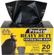 reli prograde 55 gallon contractor trash bags (20 bags with ties) - heavy duty black garbage bags for construction, 2 mil thickness (55-60 gallon) logo