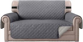 img 4 attached to 🛋️ H.VERSAILTEX Sofa Protector for Dogs/Cats/Pets - Slipcover Quilted Couch Cover - Loveseat Covers with Non Slip Elastic Strap - Water Resistant - Seat Width: 46" Medium - Grey/Beige - Enhancing SEO