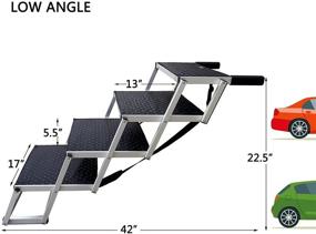 img 2 attached to 🐾 Unbranded Aluminum Dog Car Stairs: Portable Large Dog Step for High Beds, Trucks, SUV - Lightweight Folding Pet Ladder Ramp with 4 Steps