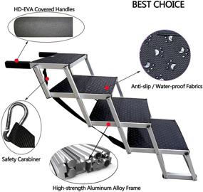 img 3 attached to 🐾 Unbranded Aluminum Dog Car Stairs: Portable Large Dog Step for High Beds, Trucks, SUV - Lightweight Folding Pet Ladder Ramp with 4 Steps