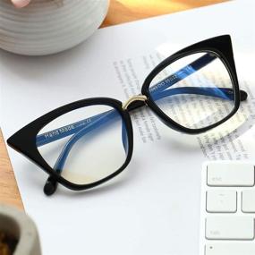 img 3 attached to 👓 MORESHINE 2-Pack Cateye Анти-синие светозвуковые компьютерные очки: модные оправы женских очков с анти-УФ-чистыми линзами (Черный+Хрусталь)