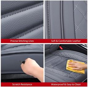 img 2 attached to Premium Kyohans Car Seat Covers: Full Set, Universal Leather Seat Cover - Non-Slip & Stylish Gray Design for Sedan, SUV, Truck - Fits Most 5-Seater Cars