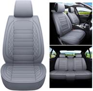 premium kyohans car seat covers: full set, universal leather seat cover - non-slip & stylish gray design for sedan, suv, truck - fits most 5-seater cars logo