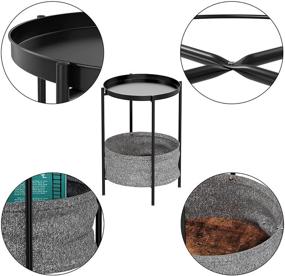 img 2 attached to 🪑 OVICAR Round End Table – Multifunctional Metal Accent Table with Removable Tray and Fabric Storage Basket for Living Room, Bedroom, Office, and More