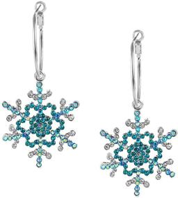 img 4 attached to 🎁 Merry Christmas Gift: Stunning Crystal Winter Snowflake Hoop Dangle Earrings by EVER FAITH