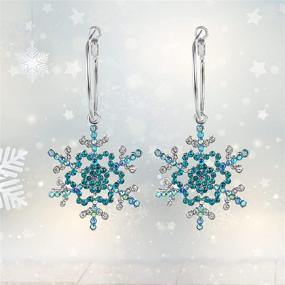 img 3 attached to 🎁 Merry Christmas Gift: Stunning Crystal Winter Snowflake Hoop Dangle Earrings by EVER FAITH