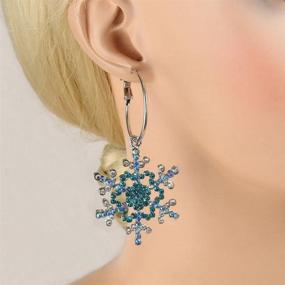 img 2 attached to 🎁 Merry Christmas Gift: Stunning Crystal Winter Snowflake Hoop Dangle Earrings by EVER FAITH