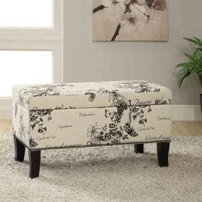 img 2 attached to 🌿 Botanical Linen Stephanie Ottoman by Linon