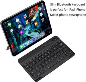 img 3 attached to Ultra-Slim Bluetooth Keyboard Portable Mini Wireless Keyboard Rechargeable For Apple IPad IPhone Samsung Tablet Phone Smartphone IOS Android Windows (7 Inch Black)