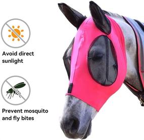 img 1 attached to Protective Horse Fly Mask with Ears and Eyes: OUFUAMY Soft Mesh Lycra Fabric at its Best