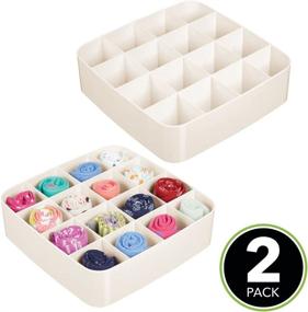 img 3 attached to 🗄️ mDesign Plastic Drawer Organizer for Closet, Dresser, Bedroom, Bathroom, Entryway, Office - Cream - 2 Pack - Ideal for Belts, Ties, Socks, Watches - 16 Sections