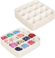 🗄️ mdesign plastic drawer organizer for closet, dresser, bedroom, bathroom, entryway, office - cream - 2 pack - ideal for belts, ties, socks, watches - 16 sections logo