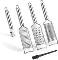 🍽️ tongjude 5-piece stainless steel kitchen grater set with peeler, slicer, and lemon zester – includes cleaning brush – ideal for vegetable, fruit, chocolate grating and zesting logo