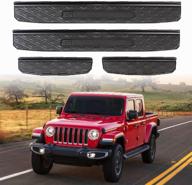 🚗 2020-2021 jeep gladiator jt accessories: gilneas door sill guards kit with logo, 4 pcs black door entry guard kit plate cover—enhanced seo logo