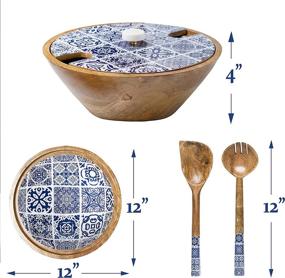 img 2 attached to 🥗 Stylish Wooden Salad Bowl Set: Beautiful Decor and Complete Server Kit!