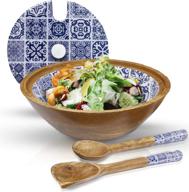 🥗 stylish wooden salad bowl set: beautiful decor and complete server kit! logo