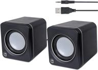 🔊 manhattan usb powered stereo speaker system - compact size - with volume control &amp; 3.5 mm audio plug for laptop, notebook, desktop, computer - 3 year warranty - black-silver, 166898 logo