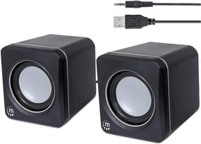 img 4 attached to 🔊 Manhattan USB Powered Stereo Speaker System - Compact Size - with Volume Control &amp; 3.5 mm Audio Plug for Laptop, Notebook, Desktop, Computer - 3 Year Warranty - Black-Silver, 166898