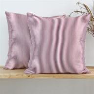 🎯 jojusis striped throw pillow covers: soft solid farmhouse classic decor for sofa bedroom car 18x18 inch red (pack of 2) logo