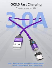 img 1 attached to 🔌 A.S Magnetic Charging Cable: Fast Charging & Data Transfer, Magnetic USB Cable for Micro USB and Type C Smartphones (Purple, 3.3ft+3.3ft+6.6ft+6.6ft)