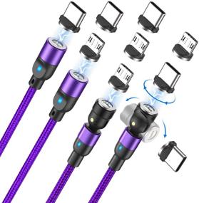 img 4 attached to 🔌 A.S Magnetic Charging Cable: Fast Charging & Data Transfer, Magnetic USB Cable for Micro USB and Type C Smartphones (Purple, 3.3ft+3.3ft+6.6ft+6.6ft)