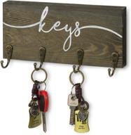 🔑 efficient key organization: mygift rustic gray wood wall mounted key storage rack with 4 hanging hooks логотип