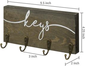 img 1 attached to 🔑 Efficient Key Organization: MyGift Rustic Gray Wood Wall Mounted Key Storage Rack with 4 Hanging Hooks