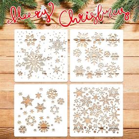 img 1 attached to 🎨 Reusable Plastic Painting Template - Large Christmas Snowflake Stencil | Ideal for Wood, Window, Glass, Greeting Cards, Cookies, Cakes, Biscuits, Desserts, and Coffee Decor | Xmas Snowflake Crafts