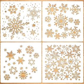 img 4 attached to 🎨 Reusable Plastic Painting Template - Large Christmas Snowflake Stencil | Ideal for Wood, Window, Glass, Greeting Cards, Cookies, Cakes, Biscuits, Desserts, and Coffee Decor | Xmas Snowflake Crafts