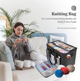 img 3 attached to 🧶 ProCase Knitting Bag - Large Capacity Yarn Storage Organizer Tote with Inner Divider for Crochet Hooks, Knitting Needles, and Yarn Skeins (No Accessories) - Black