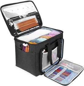 img 4 attached to 🧶 ProCase Knitting Bag - Large Capacity Yarn Storage Organizer Tote with Inner Divider for Crochet Hooks, Knitting Needles, and Yarn Skeins (No Accessories) - Black