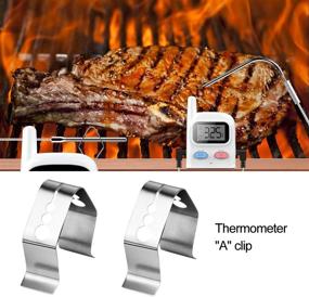 img 2 attached to 🔥 Universal A Style Meat Thermometer Probe Clip for Ambient Temperature Reading – Upgraded BBQ Smoker Oven Grill Meat Thermometer Probe Holder (Set of 2)