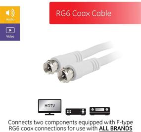 img 3 attached to 📺 GE RG6 Coaxial Cable, 6 ft. F-Type Connectors, Double Shielded Coax, Low Loss Coaxial Cable - Ideal for TV Antenna, DVR, VCR, Satellite Receiver, Cable Box, Home Theater – White, 33602